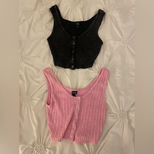 TWO! Wild fable women’s ribbed button tank top pink and black never worn